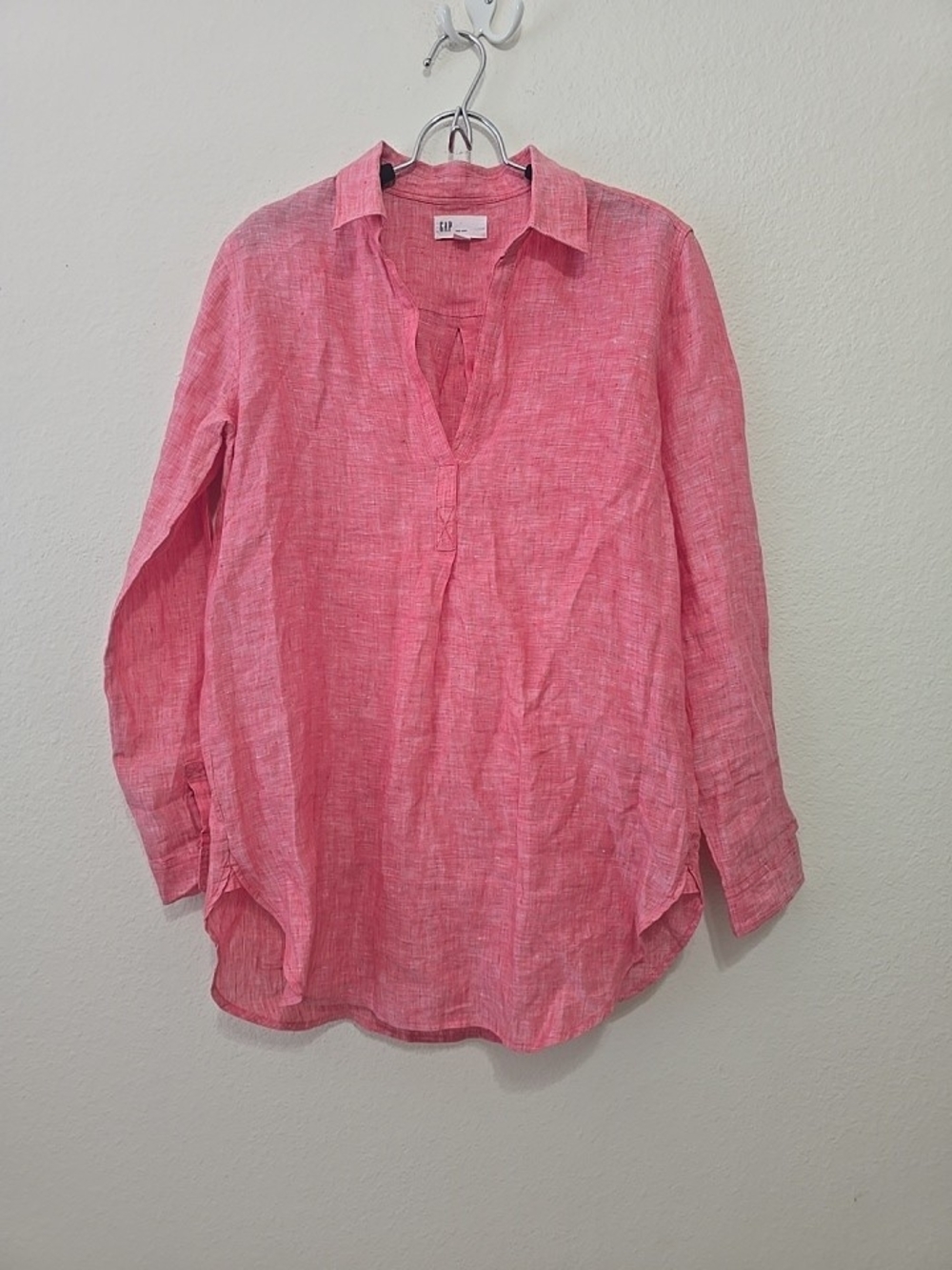Gap Pink‎ Linen V-Neck Tunic Top S